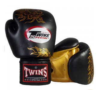 Боксерские перчатки Twins Special с рисунком (FBGV-6 black-gold)