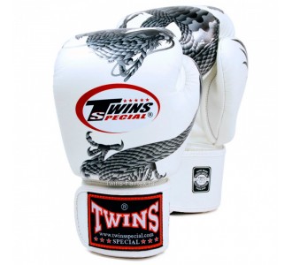 Боксерские перчатки Twins Special с рисунком (FBGV-23 white-silver)