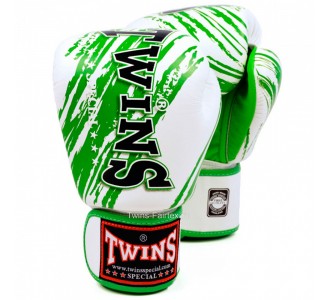 Боксерские перчатки Twins Special с рисунком (FBGV-TW2 white-green)